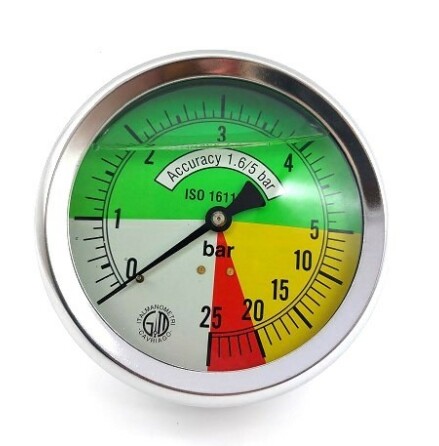 Manometer 100MM 0/5-25 g�ngnippel bak